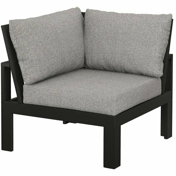 Polywood 4604-BL145980 Edge Black / Grey Mist Modular Corner Chair 6334604BL145